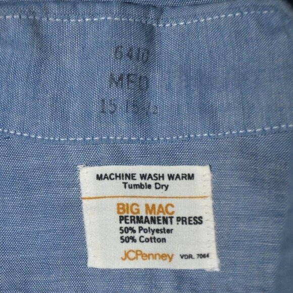 Vintage JC Penney Big Mac Blue Chambray Shirt Ladies M 70s Floral Trim Granny - Picture 11 of 12